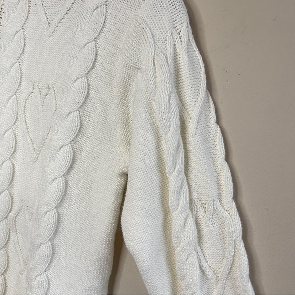 NWT CREWCUTS Girls White Mockneck Cable Knit Sweater in White (Flawed) - Picture 5 of 11